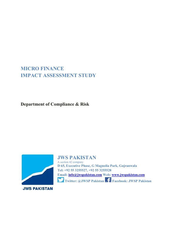 Cover of Microfinance Impact Assessment Study